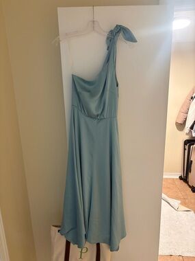 One-Shoulder Sage Green Evening Dress